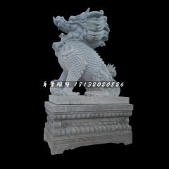戲球麒麟石雕，青石麒麟雕塑