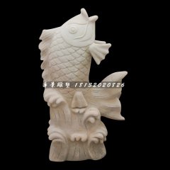 石雕噴泉魚，公園景觀石雕