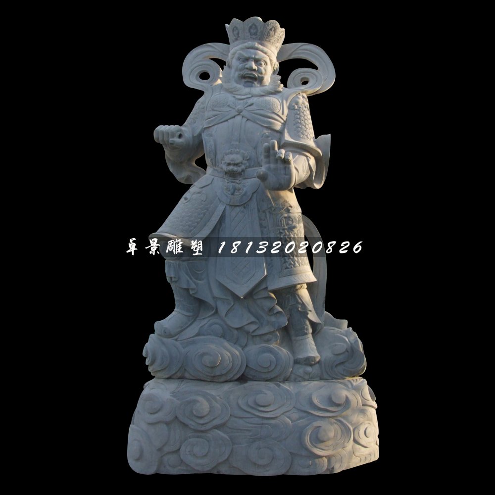 青石四大天王雕塑，石雕神仙 (2)