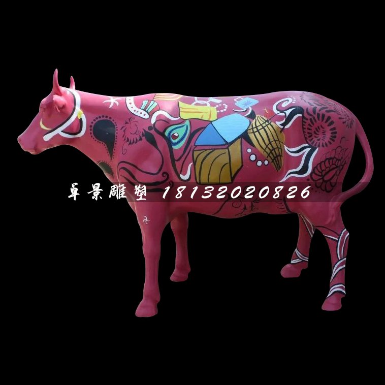 彩繪牛雕塑，玻璃鋼動(dòng)物雕塑 (3)