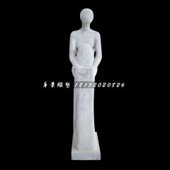 沉思的少女石雕，公園抽象人物石雕