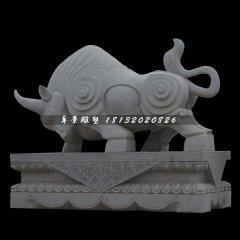 大理石牛雕塑，拓荒牛石雕