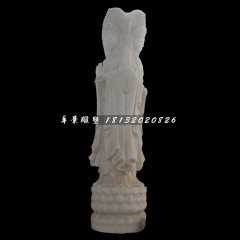 立式觀音石雕，三面觀音石雕