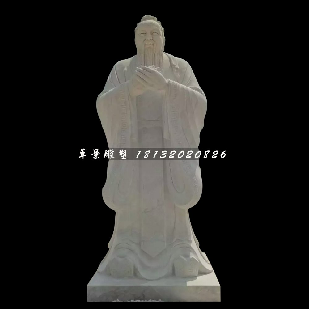 廣場名人石雕，校園孔子雕塑