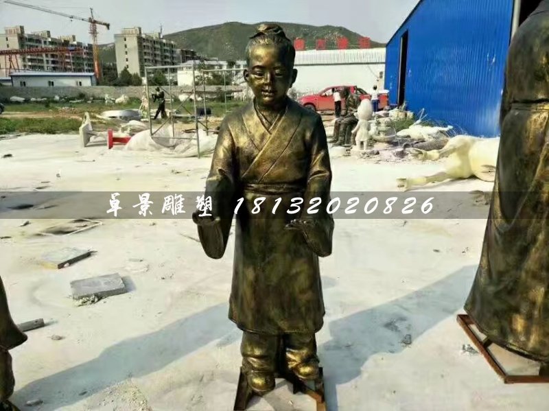 孔融讓梨雕塑，玻璃鋼仿銅人物 (1)