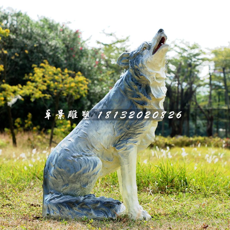 狼雕塑，玻璃鋼仿真動(dòng)物雕塑 (2)