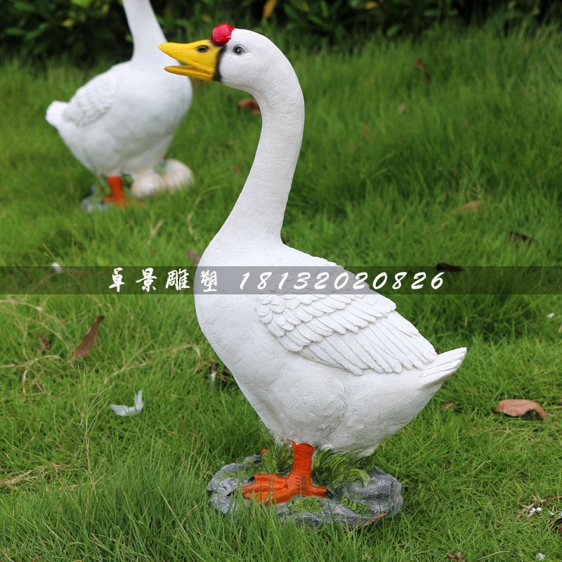 白鵝雕塑，玻璃鋼仿真動物雕塑 (2)