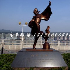 聞雞起舞銅雕，古代人物銅雕