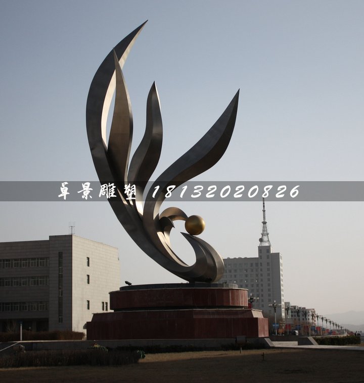 抽象鳳凰雕塑,不銹鋼廣場(chǎng)雕塑