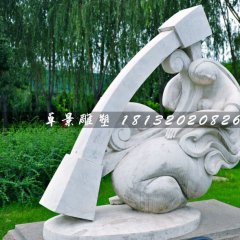 彈豎琴石雕，公園抽象人物石雕
