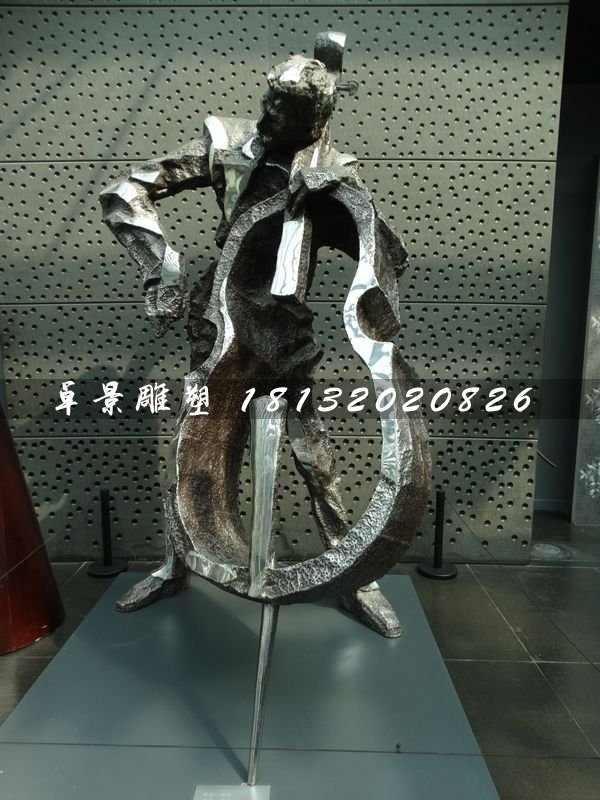 拉大提琴雕塑，不銹鋼景觀雕塑