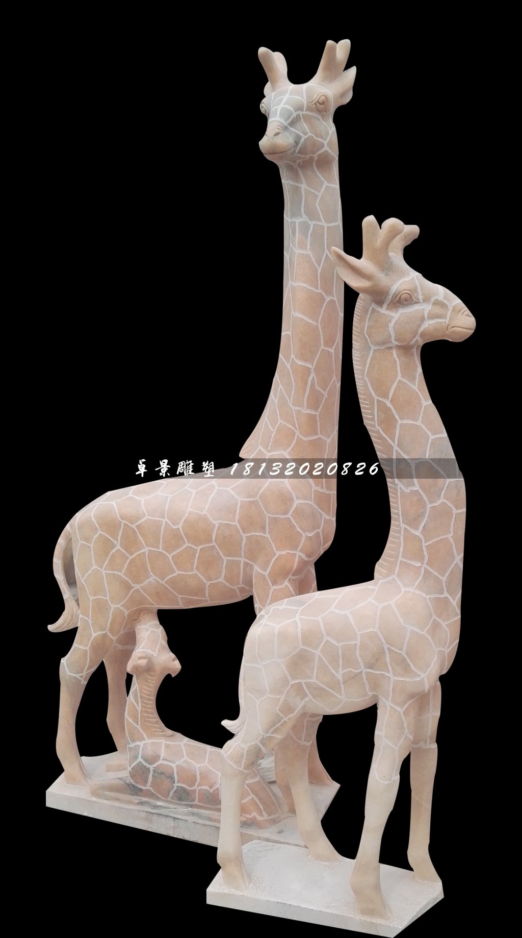 晚霞紅長(zhǎng)頸鹿石雕，公園動(dòng)物石雕 (4)