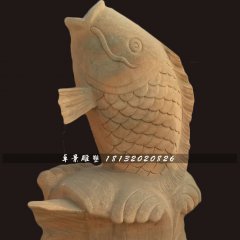 石雕魚，晚霞紅噴水魚石雕