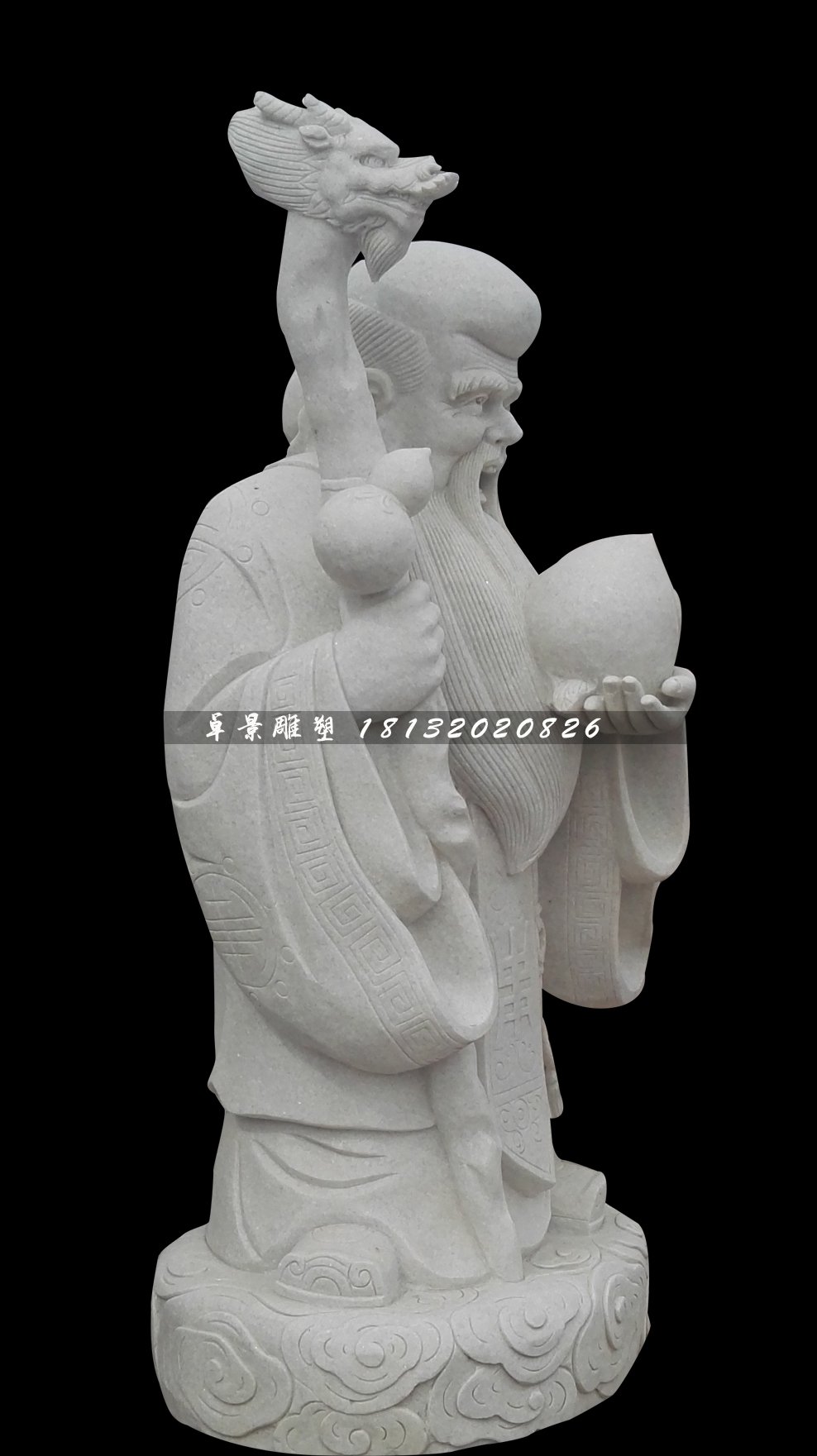 南極仙翁石雕，漢白玉神仙雕塑 (1)