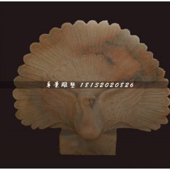 孔雀開(kāi)屏石雕，晚霞紅動(dòng)物石雕