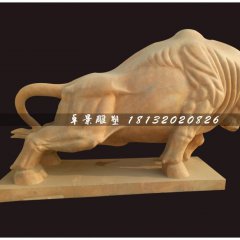 開荒牛石雕，晚霞紅石雕牛