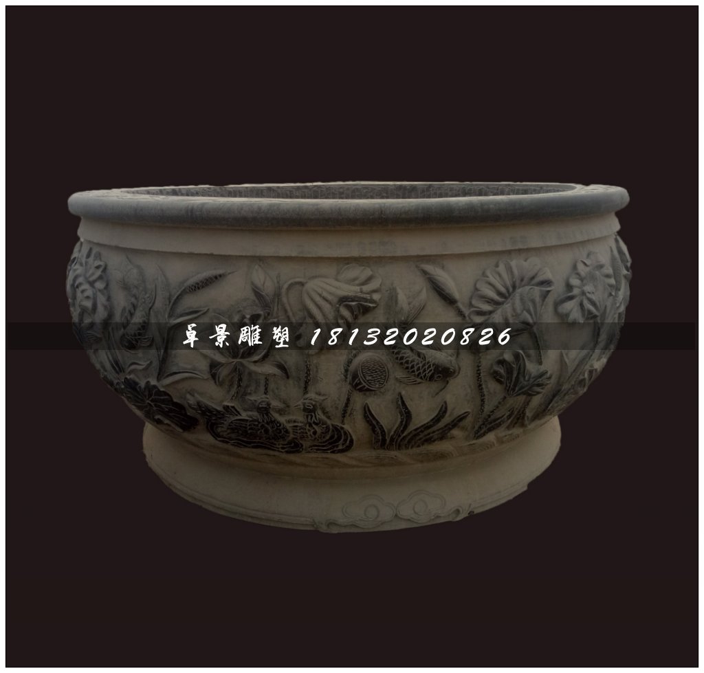 仿古水缸，青石水缸雕塑