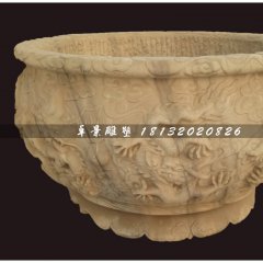 大理石水缸雕塑，仿古水盆雕塑