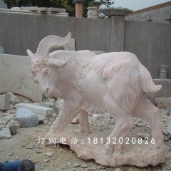 石雕山羊雕塑，公園動(dòng)物石雕