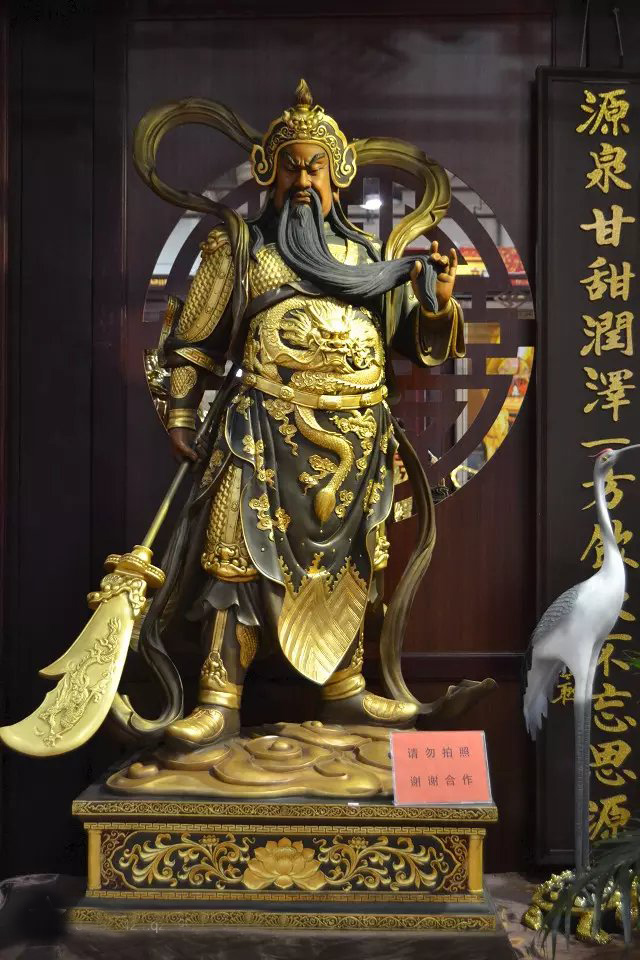 武財(cái)神雕塑，玻璃鋼立式關(guān)公雕塑