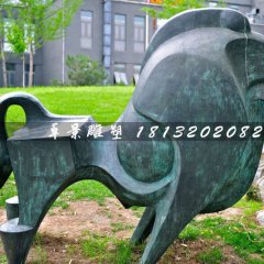 青銅牛，公園抽象動(dòng)物雕塑