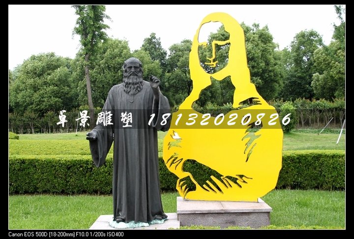 達(dá)芬奇銅雕，公園名人銅雕