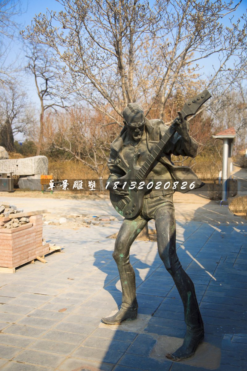 吉他手銅雕，公園人物銅雕 (2)