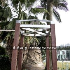 龍浮雕鐘雕塑，銅鐘雕塑