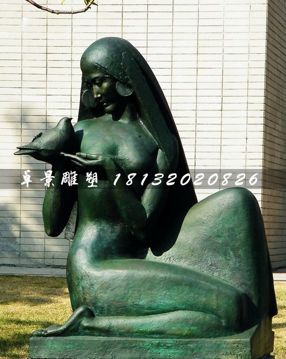 和平少女銅雕，青銅人物雕塑