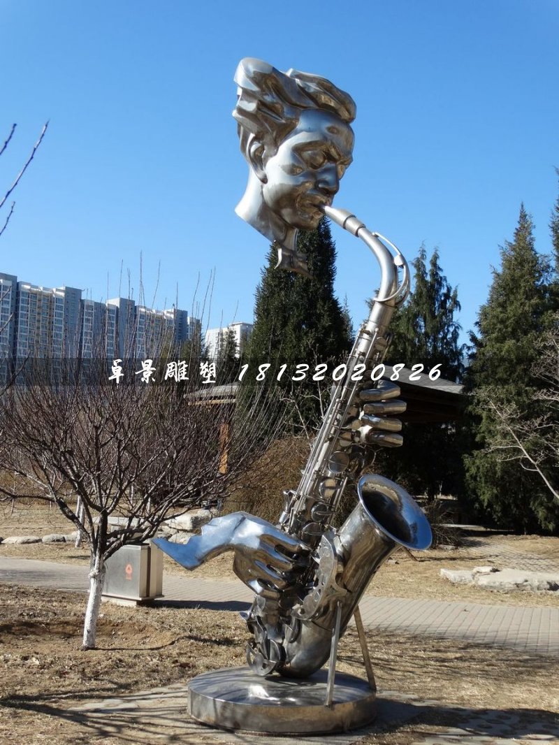 吹薩克斯雕塑，不銹鋼創(chuàng)意雕塑 (3)