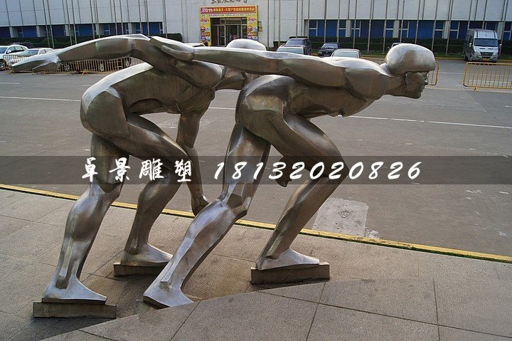 不銹鋼滑冰雕塑，廣場運(yùn)動(dòng)雕塑