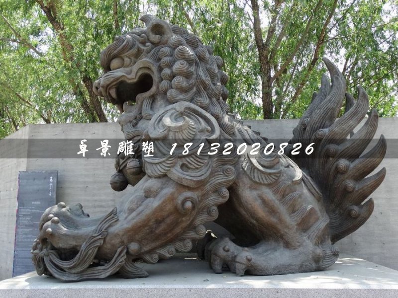 大型銅獅子，戲球獅銅雕 (1)