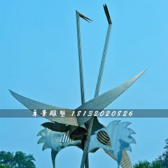 抽象仙鶴雕塑，不銹鋼抽象動(dòng)物