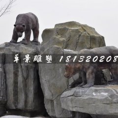 棕熊雕塑，玻璃鋼仿真動物