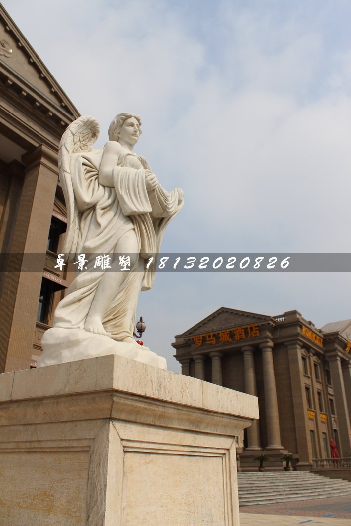 西方天使石雕，漢白玉景觀石雕