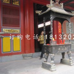 銅雕香爐，寺廟方形香爐銅雕