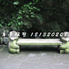 小猴造型長椅石雕，公園石椅子