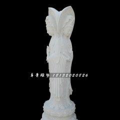 漢白玉三面觀音，立式佛像