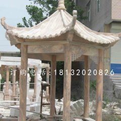 涼亭石雕，晚霞紅涼亭雕塑