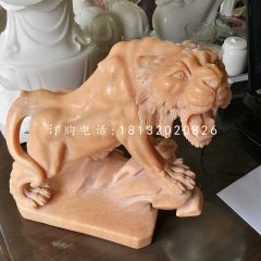 晚霞紅老虎石雕，公園動(dòng)物石雕
