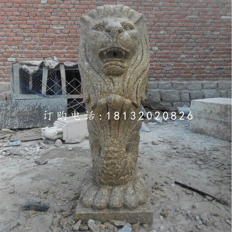 魚尾獅石雕，砂巖動(dòng)物雕塑 (2)