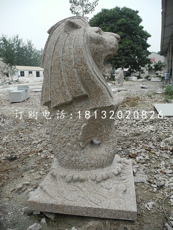 魚尾獅石雕，砂巖動(dòng)物雕塑
