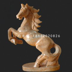 馬到成功石雕，晚霞紅石雕馬