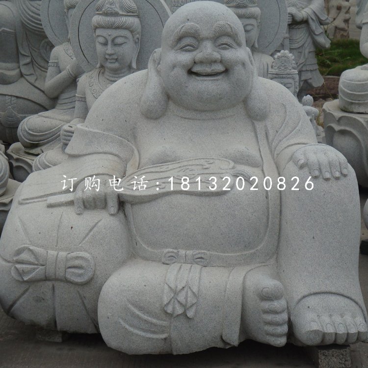 大理石布袋和尚，石雕彌勒佛