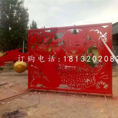 小孩鯉魚剪紙雕塑，不銹鋼景觀雕塑