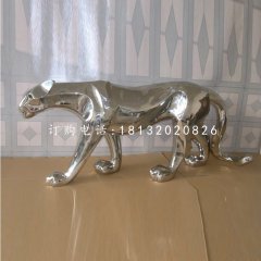不銹鋼豹子，動物雕塑