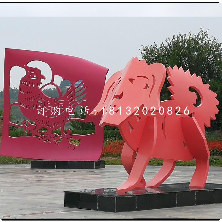 不銹鋼十二生肖，抽象動物雕塑 (4)