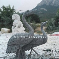 青石仙鶴雕塑，動物石雕