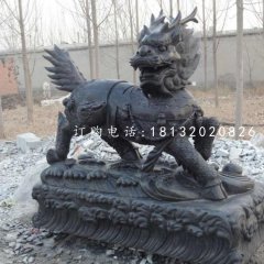 招財(cái)麒麟石雕，青石神獸