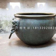 水缸銅雕，青銅水缸雕塑